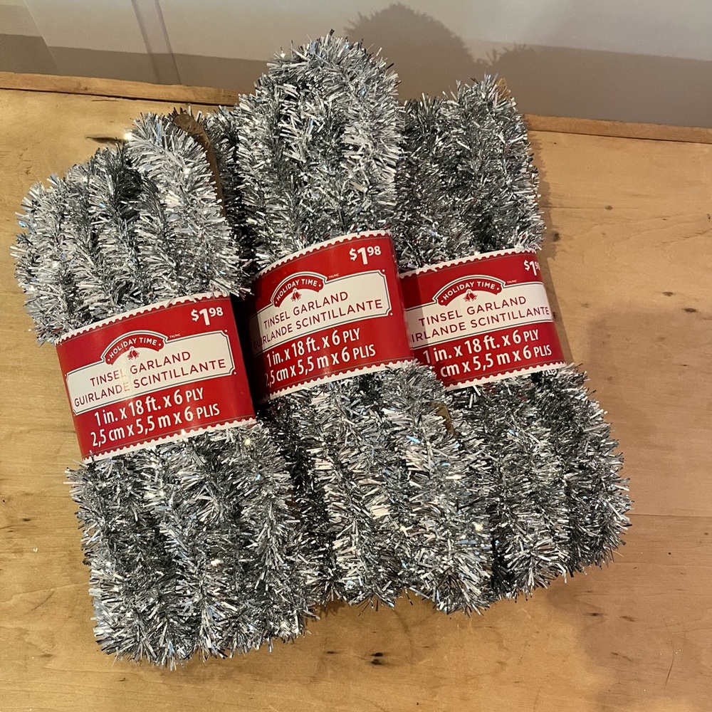 Vintage Silver Tinsel Garland Set
